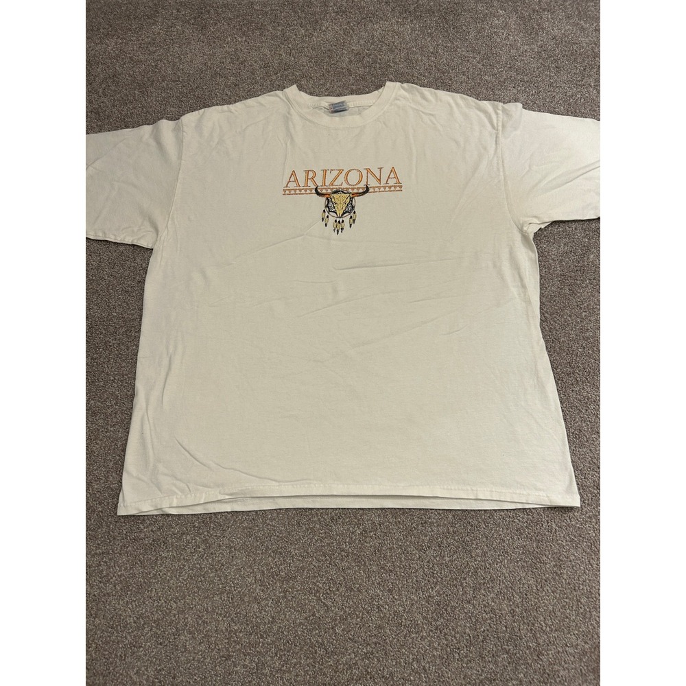 Arizona T-Shirt Mens 2XL Cream Excellent Steer Skull Graphic Tee